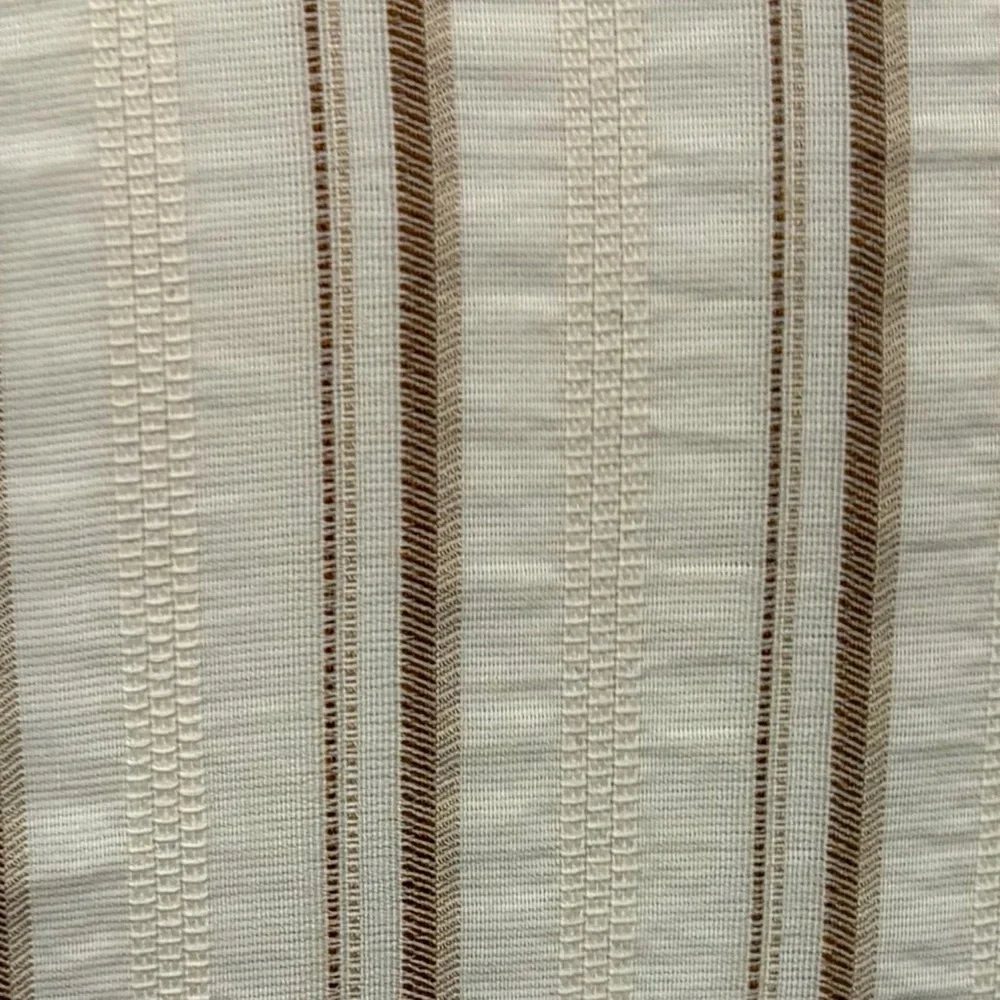 ZARA Striped White & Brown Tiered V Neck Midi Dress Linen Blend Size Medium - Picture 4 of 5